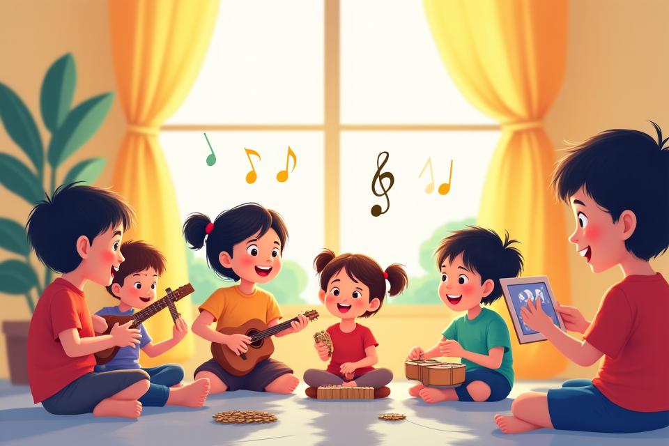 Masayang mga bata sa online music lessons sa Quezon City
